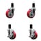 Service Caster 4'' Red Poly Wheel Swivel 1-5/8'' Expanding Stem Caster Set 2 Brakes, 4PK SCC-EX20S414-PPUB-RED-2-TLB-2-158 - alternate 1